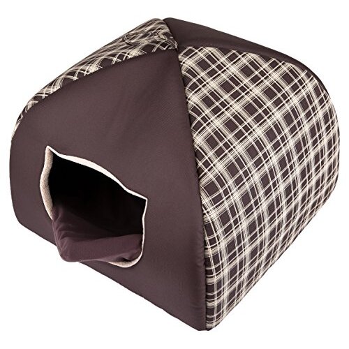 Hobbydog Igloo House for Cat, Size 2, Brown with Grid
